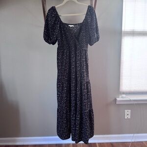 black and floral boho dress